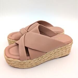 Andre Assous Calesa Leather Espadrille Platform Sandals Pink Size US7-7.5 EU38